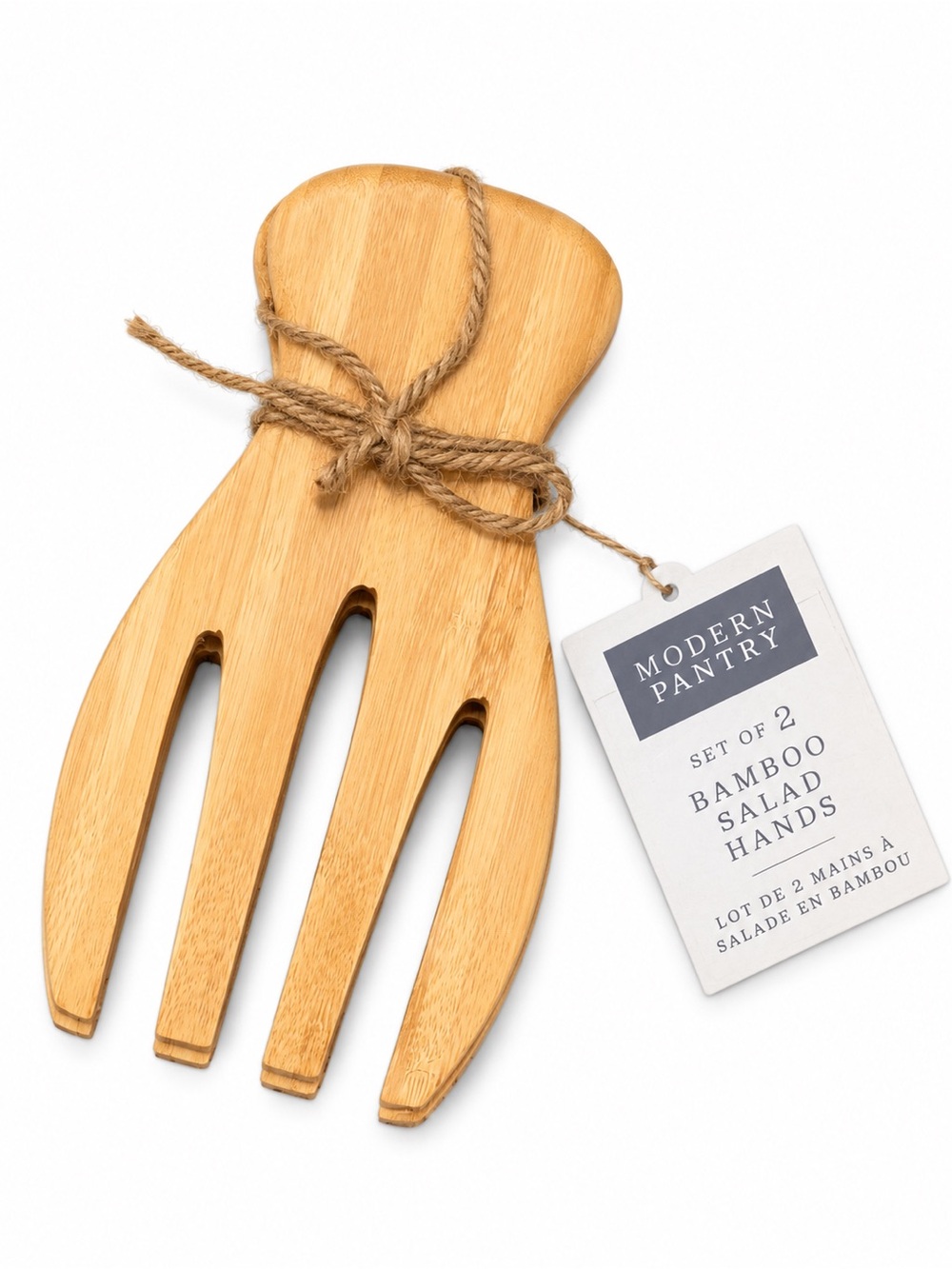 NEW Modern Pantry Bamboo Salad Hands Set of 2 Wooden Salad Servers